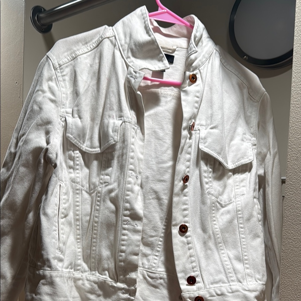 H&M White Jean Jacket Classic Denim Style